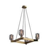 Antiqued Gold 4 Bulbs Hanging Light Postmodern Flower Crystal Square Chandelier Pendant Clearhalo 'Ceiling Lights' 'Chandeliers' 'Modern Chandeliers' 'Modern' Lighting' 862488