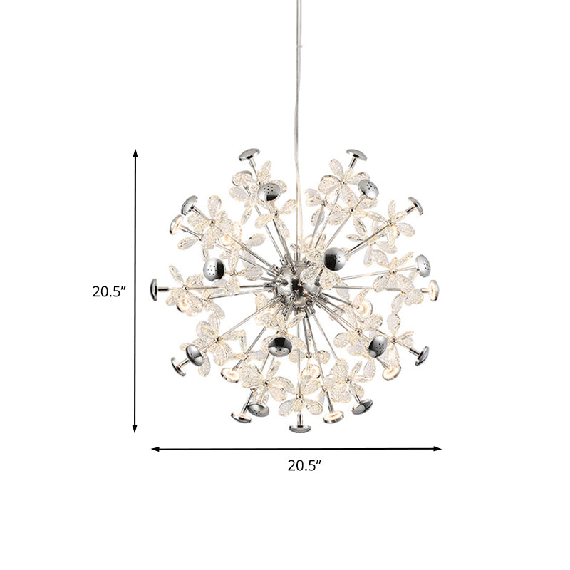 12 Heads Floral Crystal Chandelier Modern Chrome Starburst Dining Room Hanging Lamp Clearhalo 'Ceiling Lights' 'Chandeliers' 'Modern Chandeliers' 'Modern' Lighting' 862497