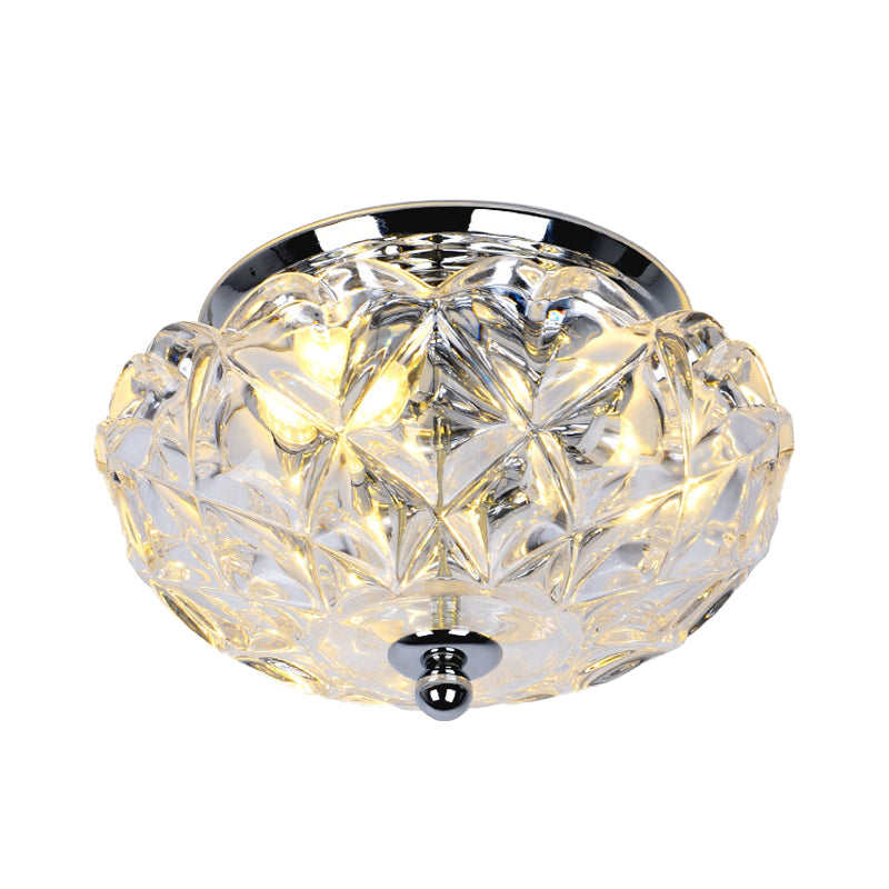 Lattice Crystal Scalloped Mini Flushmount Simple 2-Head Loft House Flush Mounted Ceiling Light in Chrome Clearhalo 'Ceiling Lights' 'Close To Ceiling Lights' 'Close to ceiling' 'Flush mount' Lighting' 862519