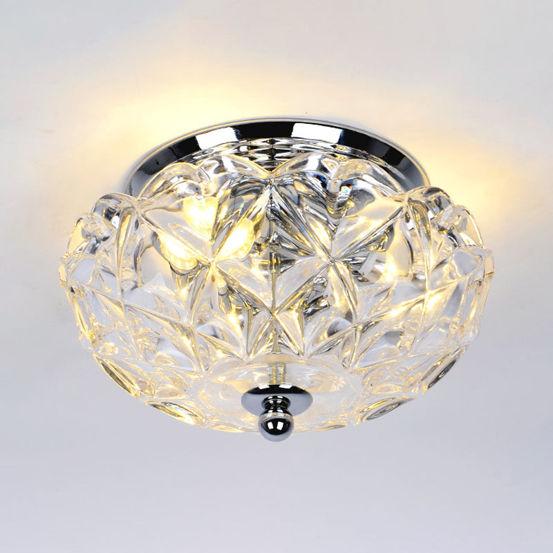 Lattice Crystal Scalloped Mini Flushmount Simple 2-Head Loft House Flush Mounted Ceiling Light in Chrome Clearhalo 'Ceiling Lights' 'Close To Ceiling Lights' 'Close to ceiling' 'Flush mount' Lighting' 862520