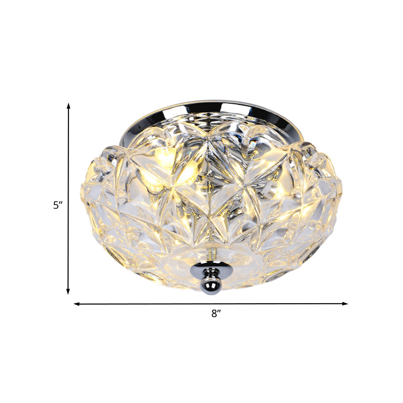 Lattice Crystal Scalloped Mini Flushmount Simple 2-Head Loft House Flush Mounted Ceiling Light in Chrome Clearhalo 'Ceiling Lights' 'Close To Ceiling Lights' 'Close to ceiling' 'Flush mount' Lighting' 862521