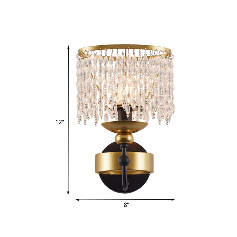 Retro Fringe Drape Wall Light 1 Bulb Crystal Sconce Lighting with Curved Arm in Gold Clearhalo 'Modern wall lights' 'Modern' 'Wall Lamps & Sconces' 'Wall Lights' Lighting' 862561