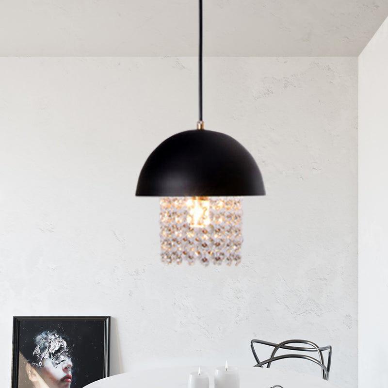 Black Onion Shape Drop Pendant Nordic Metal 1 Head Dining Table Suspension Lamp with Crystal Fringe Black Clearhalo 'Ceiling Lights' 'Modern Pendants' 'Modern' 'Pendant Lights' 'Pendants' Lighting' 862582