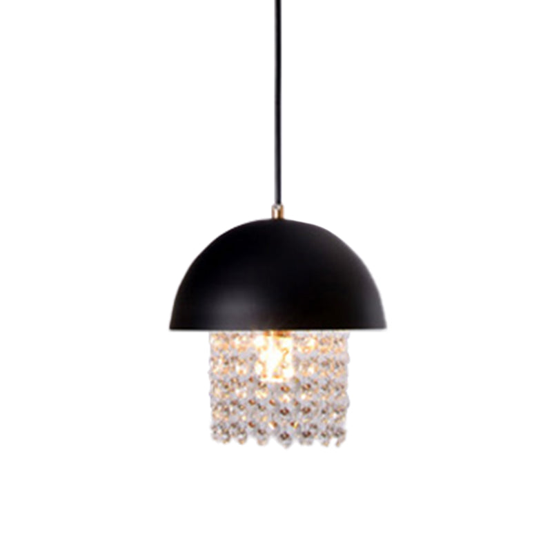 Black Onion Shape Drop Pendant Nordic Metal 1 Head Dining Table Suspension Lamp with Crystal Fringe Clearhalo 'Ceiling Lights' 'Modern Pendants' 'Modern' 'Pendant Lights' 'Pendants' Lighting' 862584