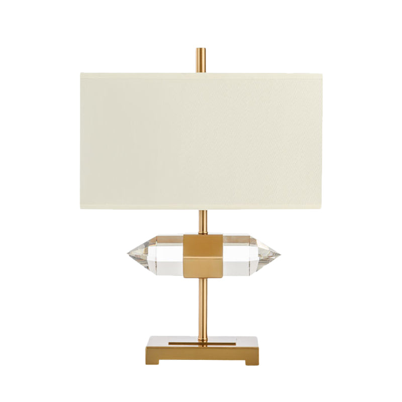 1-Light Table Lamp Simplicity Rectangle Fabric Night Light with Crystal Prism Decor in Gold Clearhalo 'Lamps' 'Table Lamps' Lighting' 862692