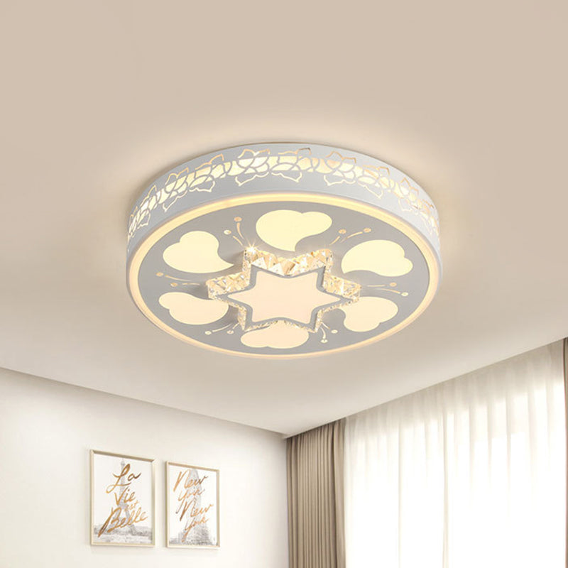 Star/Flower LED Flush Mount Light Modern White Crystal Ceiling Fixture with Hollowed Out Side Design White Star Clearhalo 'Ceiling Lights' 'Close To Ceiling Lights' 'Close to ceiling' 'Flush mount' Lighting' 862798