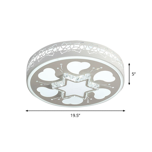 Star/Flower LED Flush Mount Light Modern White Crystal Ceiling Fixture with Hollowed Out Side Design Clearhalo 'Ceiling Lights' 'Close To Ceiling Lights' 'Close to ceiling' 'Flush mount' Lighting' 862801