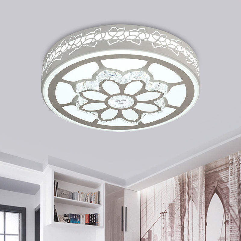 Star/Flower LED Flush Mount Light Modern White Crystal Ceiling Fixture with Hollowed Out Side Design White Flower Clearhalo 'Ceiling Lights' 'Close To Ceiling Lights' 'Close to ceiling' 'Flush mount' Lighting' 862802