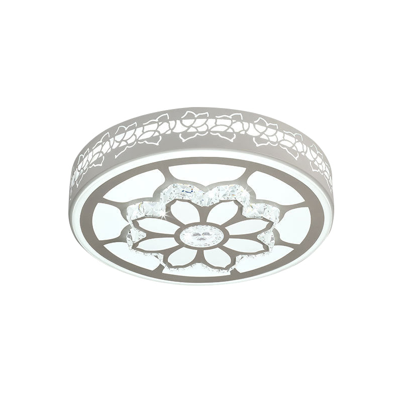 Star/Flower LED Flush Mount Light Modern White Crystal Ceiling Fixture with Hollowed Out Side Design Clearhalo 'Ceiling Lights' 'Close To Ceiling Lights' 'Close to ceiling' 'Flush mount' Lighting' 862804