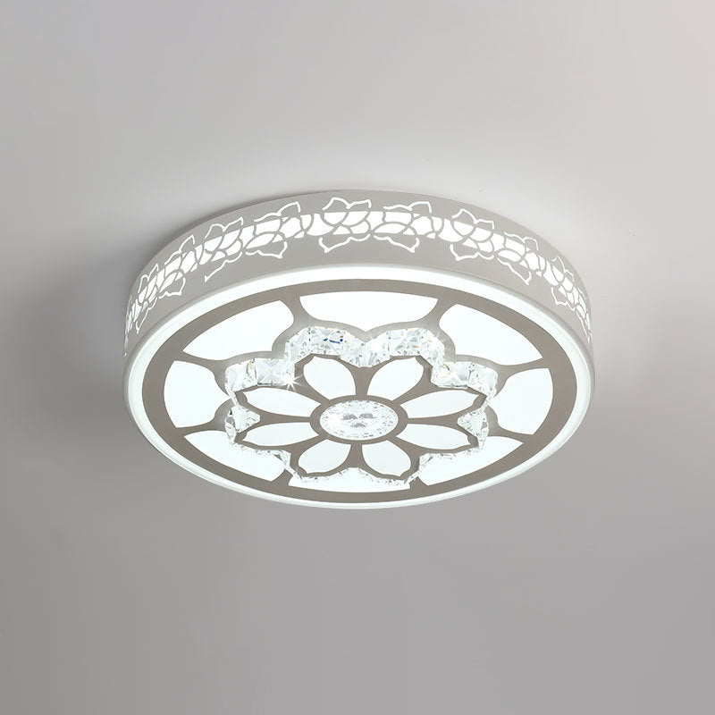 Star/Flower LED Flush Mount Light Modern White Crystal Ceiling Fixture with Hollowed Out Side Design Clearhalo 'Ceiling Lights' 'Close To Ceiling Lights' 'Close to ceiling' 'Flush mount' Lighting' 862805