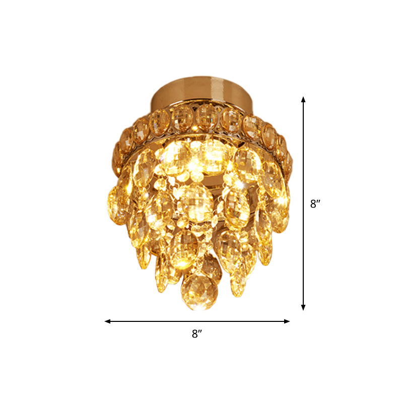 Single-Bulb Ceiling Flush Mount Light Modern Stylish Pipecone Faceted Crystal Orb Flushmount in Chrome Clearhalo 'Ceiling Lights' 'Close To Ceiling Lights' 'Close to ceiling' 'Flush mount' Lighting' 862818