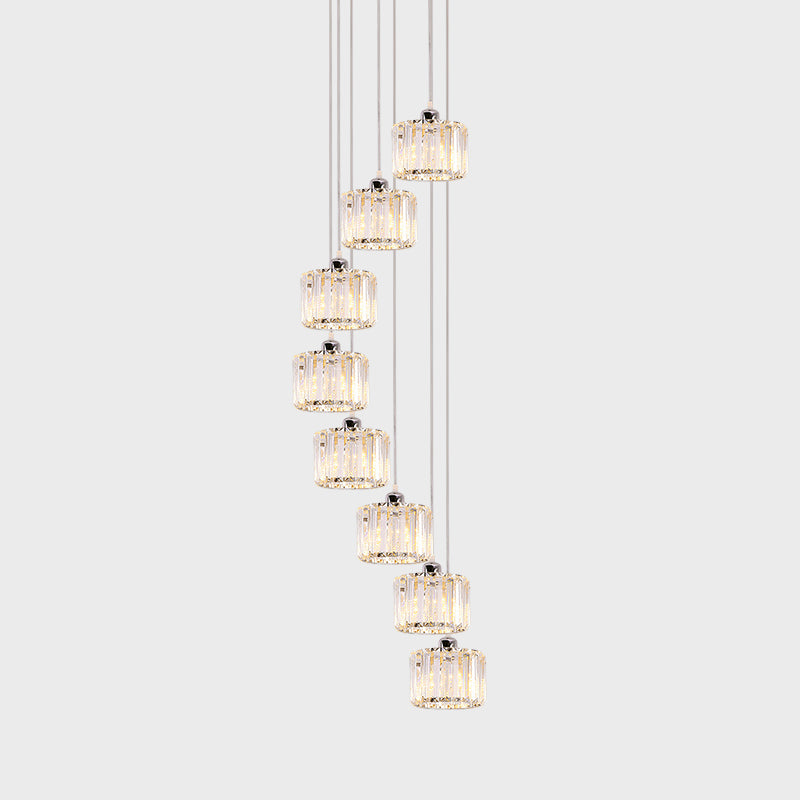 3/8/10-Head Cluster Pendant Light Modernist Lobby Hanging Lamp with Cup Crystal Shade Clearhalo 'Ceiling Lights' 'Modern Pendants' 'Modern' 'Pendant Lights' 'Pendants' Lighting' 862875