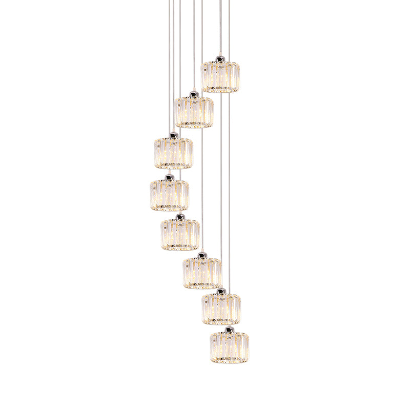 3/8/10-Head Cluster Pendant Light Modernist Lobby Hanging Lamp with Cup Crystal Shade Clearhalo 'Ceiling Lights' 'Modern Pendants' 'Modern' 'Pendant Lights' 'Pendants' Lighting' 862876