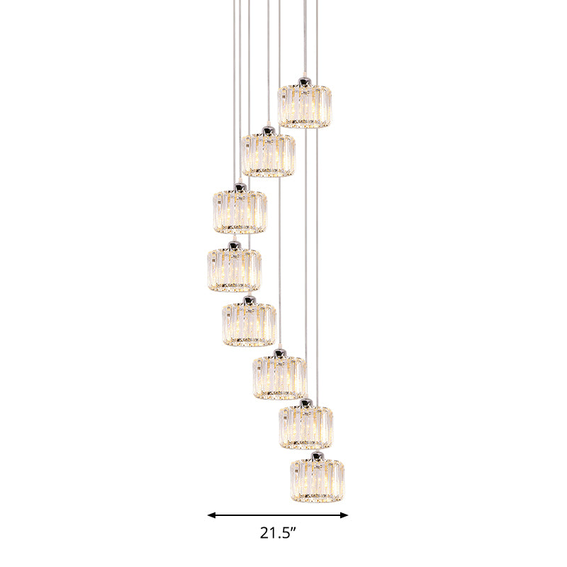 3/8/10-Head Cluster Pendant Light Modernist Lobby Hanging Lamp with Cup Crystal Shade Clearhalo 'Ceiling Lights' 'Modern Pendants' 'Modern' 'Pendant Lights' 'Pendants' Lighting' 862877