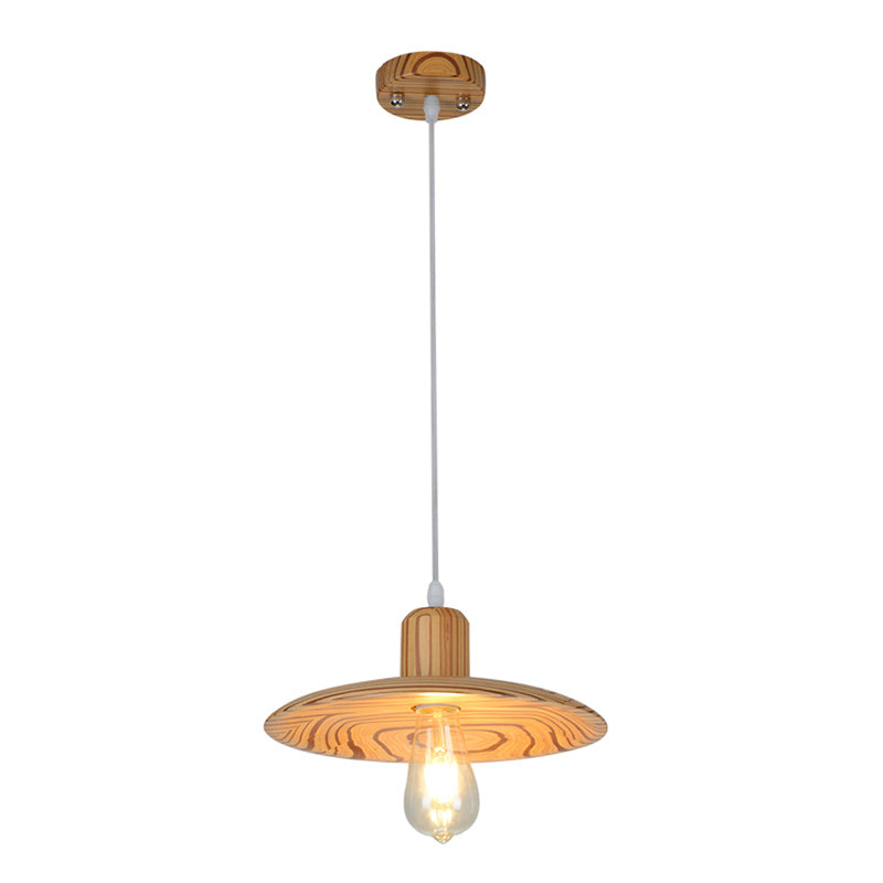 Wood Disk Shape Down Lighting Minimalist 1 Light Beige/Orange Red Hanging Pendant Lamp for Dining Room Clearhalo 'Ceiling Lights' 'Modern Pendants' 'Modern' 'Pendant Lights' 'Pendants' Lighting' 863275