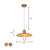 Wood Disk Shape Down Lighting Minimalist 1 Light Beige/Orange Red Hanging Pendant Lamp for Dining Room Clearhalo 'Ceiling Lights' 'Modern Pendants' 'Modern' 'Pendant Lights' 'Pendants' Lighting' 863276