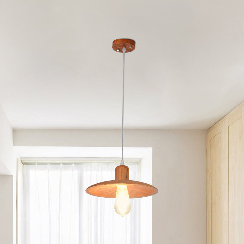 Wood Disk Shape Down Lighting Minimalist 1 Light Beige/Orange Red Hanging Pendant Lamp for Dining Room Clearhalo 'Ceiling Lights' 'Modern Pendants' 'Modern' 'Pendant Lights' 'Pendants' Lighting' 863278