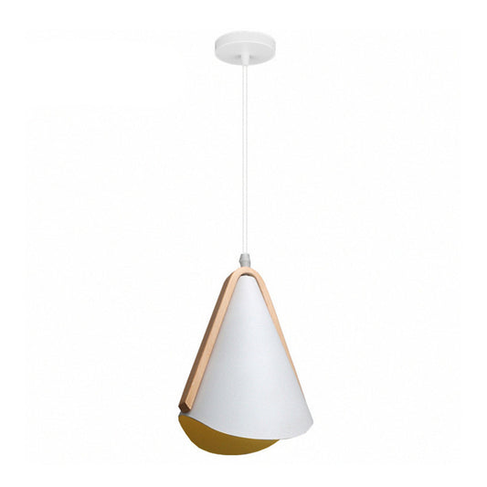 White-Wood Conic Drop Pendant Modernism 1-Bulb Metal Suspension Light over Dining Table Clearhalo 'Ceiling Lights' 'Modern Pendants' 'Modern' 'Pendant Lights' 'Pendants' Lighting' 863298