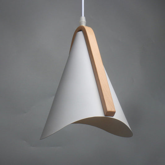 White-Wood Conic Drop Pendant Modernism 1-Bulb Metal Suspension Light over Dining Table White Clearhalo 'Ceiling Lights' 'Modern Pendants' 'Modern' 'Pendant Lights' 'Pendants' Lighting' 863299