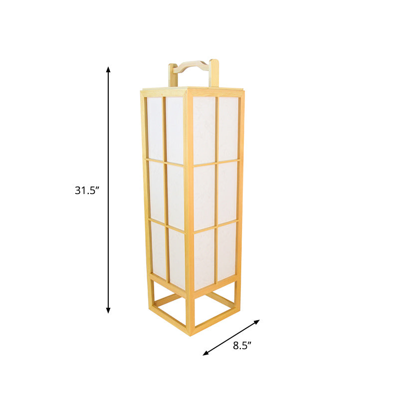Beige Food-Box Floor Stand Light Japanese Style Single Wood Floor Lamp for Living Room Clearhalo 'Floor Lamps' 'Lamps' Lighting' 863312