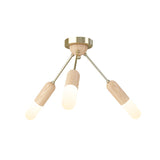 Wood Capsule Semi Mount Lighting Modernism 3/5-Light Beige Close to Ceiling Lamp for Bedroom Clearhalo 'Ceiling Lights' 'Close To Ceiling Lights' 'Close to ceiling' 'Semi-flushmount' Lighting' 863315