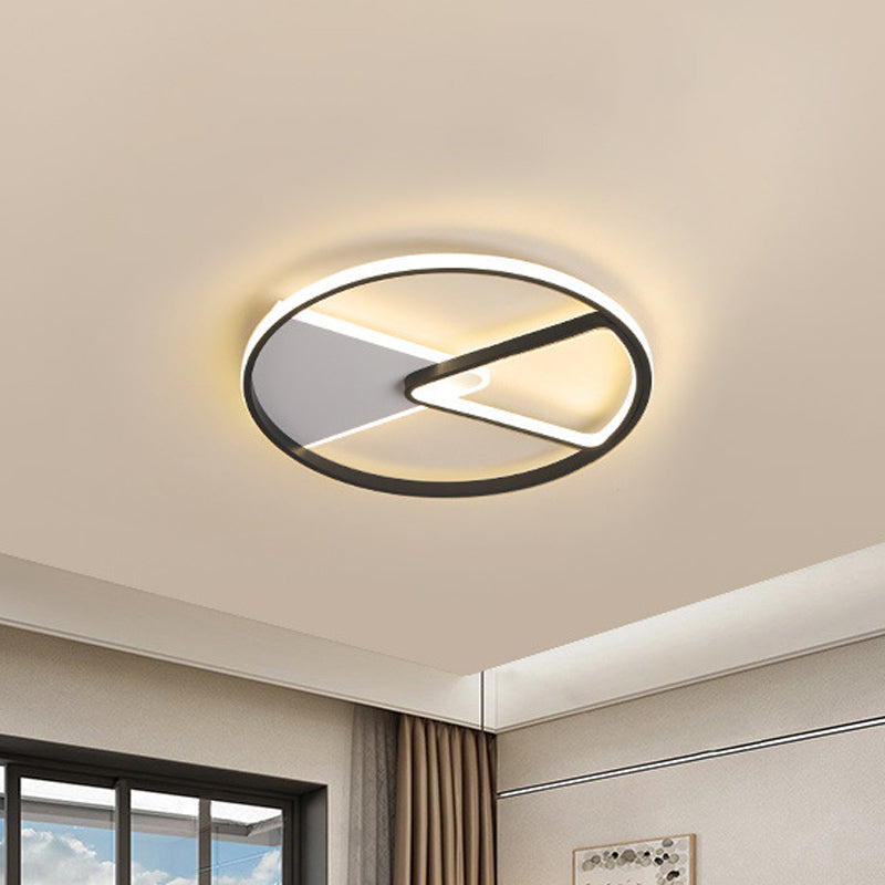 Simple Sector Frame Flushmount Light Acrylic 16.5"/20.5" Wide LED Bedroom Flush Mount Fixture in Black, White/Warm Light Clearhalo 'Ceiling Lights' 'Close To Ceiling Lights' 'Close to ceiling' 'Flush mount' Lighting' 863331