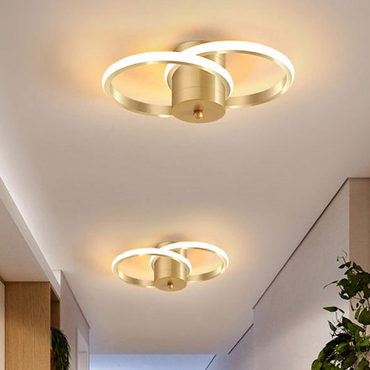 Acrylic Dual Loop Flush Light Fixture Modern LED Gold Flush Mount Ceiling Lamp for Corridor Clearhalo 'Ceiling Lights' 'Close To Ceiling Lights' 'Close to ceiling' 'Flush mount' Lighting' 863335