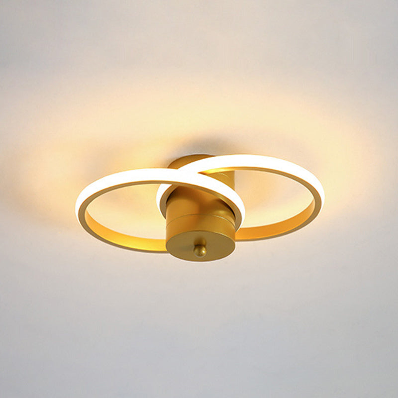 Acrylic Dual Loop Flush Light Fixture Modern LED Gold Flush Mount Ceiling Lamp for Corridor Gold Clearhalo 'Ceiling Lights' 'Close To Ceiling Lights' 'Close to ceiling' 'Flush mount' Lighting' 863337