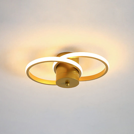 Acrylic Dual Loop Flush Light Fixture Modern LED Gold Flush Mount Ceiling Lamp for Corridor Gold Clearhalo 'Ceiling Lights' 'Close To Ceiling Lights' 'Close to ceiling' 'Flush mount' Lighting' 863337