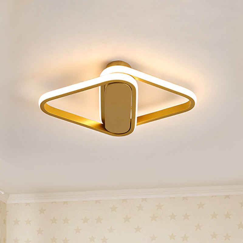 Gold Finish Double Triangle Flush Mount Lamp Simple LED Acrylic Flushmount Lighting Gold Clearhalo 'Ceiling Lights' 'Close To Ceiling Lights' 'Close to ceiling' 'Flush mount' Lighting' 863339