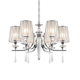 Fabric Chrome Hanging Chandelier Cone 6 Lights Contemporary Pendant Light with Crystal Draping Clearhalo 'Ceiling Lights' 'Chandeliers' 'Modern Chandeliers' 'Modern' Lighting' 863444