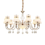 10-Light Flared Ceiling Chandelier Modern Gold Frosted Glass Pendant Lamp with Crystal Draping Clearhalo 'Ceiling Lights' 'Chandeliers' 'Modern Chandeliers' 'Modern' Lighting' 863451