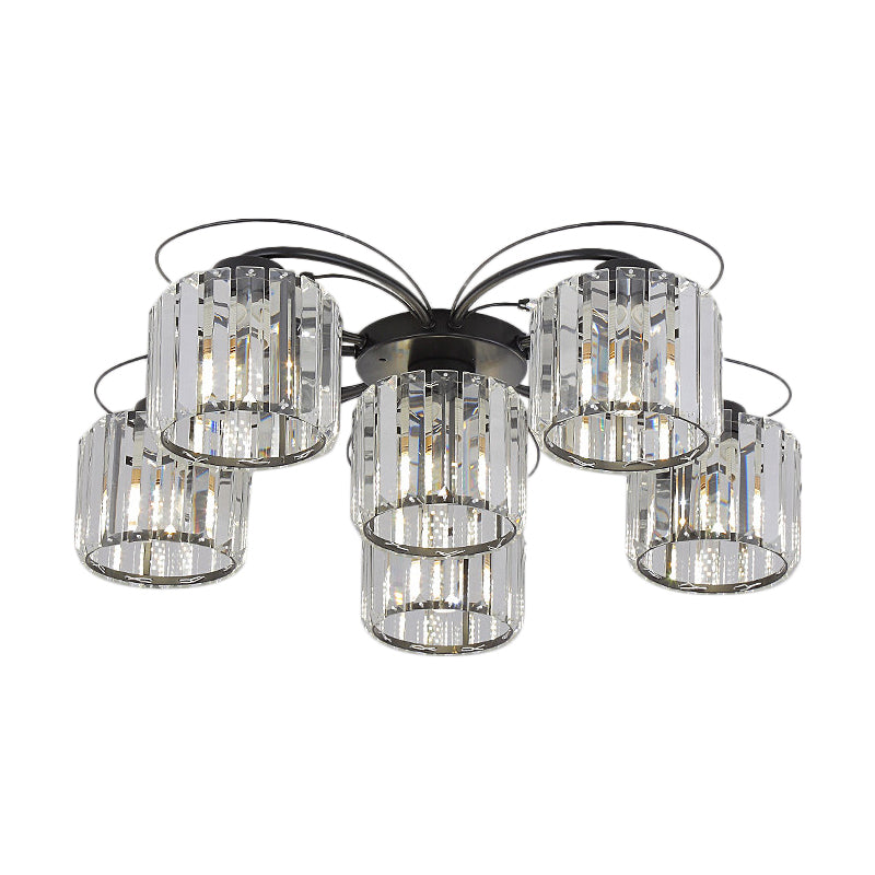 Modernist Column Flush Mount Light 4/6 Bulbs Clear Crystal Block Flushmount Lighting for Bedroom Clearhalo 'Ceiling Lights' 'Close To Ceiling Lights' 'Close to ceiling' 'Flush mount' Lighting' 863477