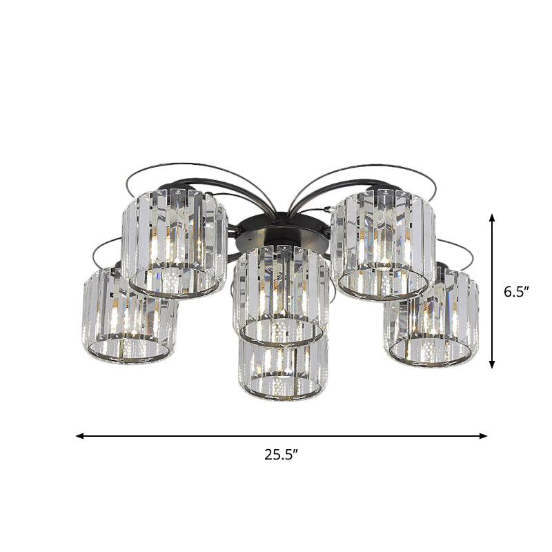 Modernist Column Flush Mount Light 4/6 Bulbs Clear Crystal Block Flushmount Lighting for Bedroom Clearhalo 'Ceiling Lights' 'Close To Ceiling Lights' 'Close to ceiling' 'Flush mount' Lighting' 863478