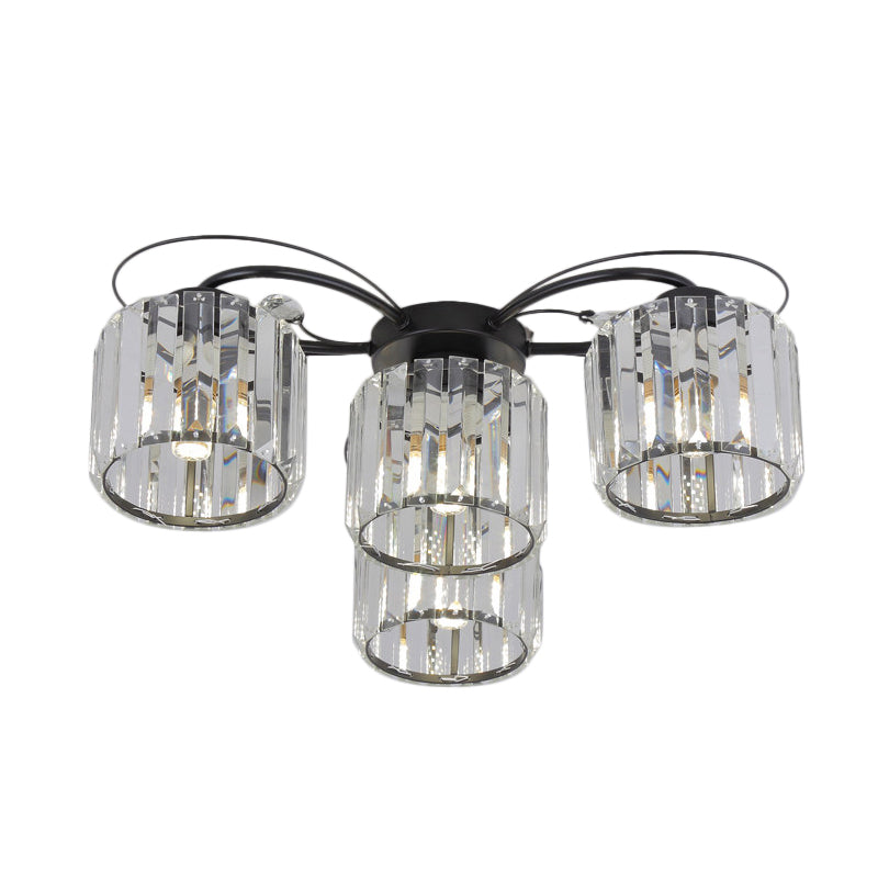 Modernist Column Flush Mount Light 4/6 Bulbs Clear Crystal Block Flushmount Lighting for Bedroom Clearhalo 'Ceiling Lights' 'Close To Ceiling Lights' 'Close to ceiling' 'Flush mount' Lighting' 863481