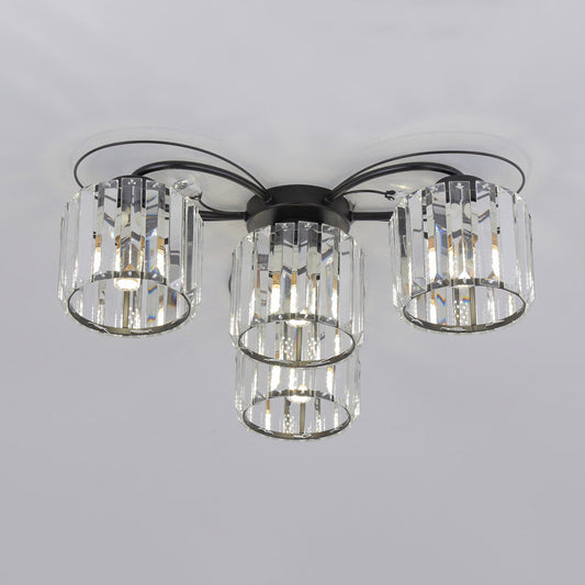 Modernist Column Flush Mount Light 4/6 Bulbs Clear Crystal Block Flushmount Lighting for Bedroom Clearhalo 'Ceiling Lights' 'Close To Ceiling Lights' 'Close to ceiling' 'Flush mount' Lighting' 863482