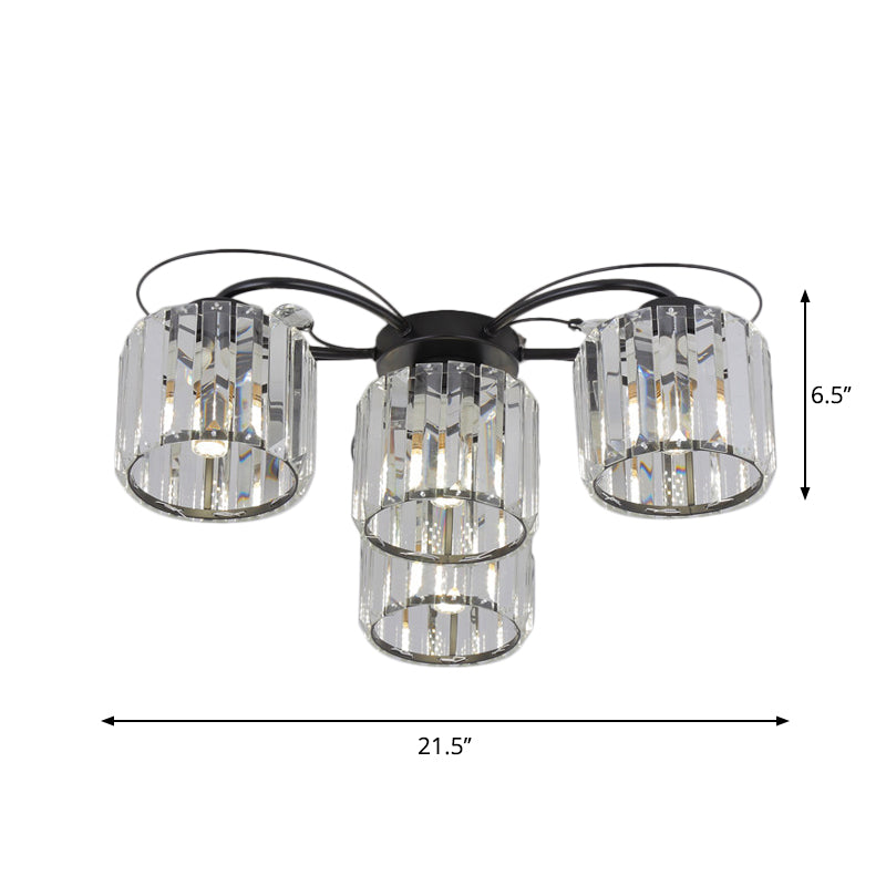 Modernist Column Flush Mount Light 4/6 Bulbs Clear Crystal Block Flushmount Lighting for Bedroom Clearhalo 'Ceiling Lights' 'Close To Ceiling Lights' 'Close to ceiling' 'Flush mount' Lighting' 863483