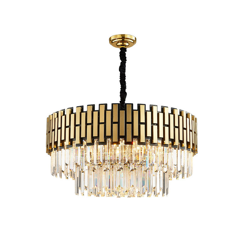 Crystal Gold Chandelier Lighting Layered 8 Lights Contemporary Hanging Light Fixture for Kitchen Clearhalo 'Ceiling Lights' 'Chandeliers' 'Modern Chandeliers' 'Modern' Lighting' 863501