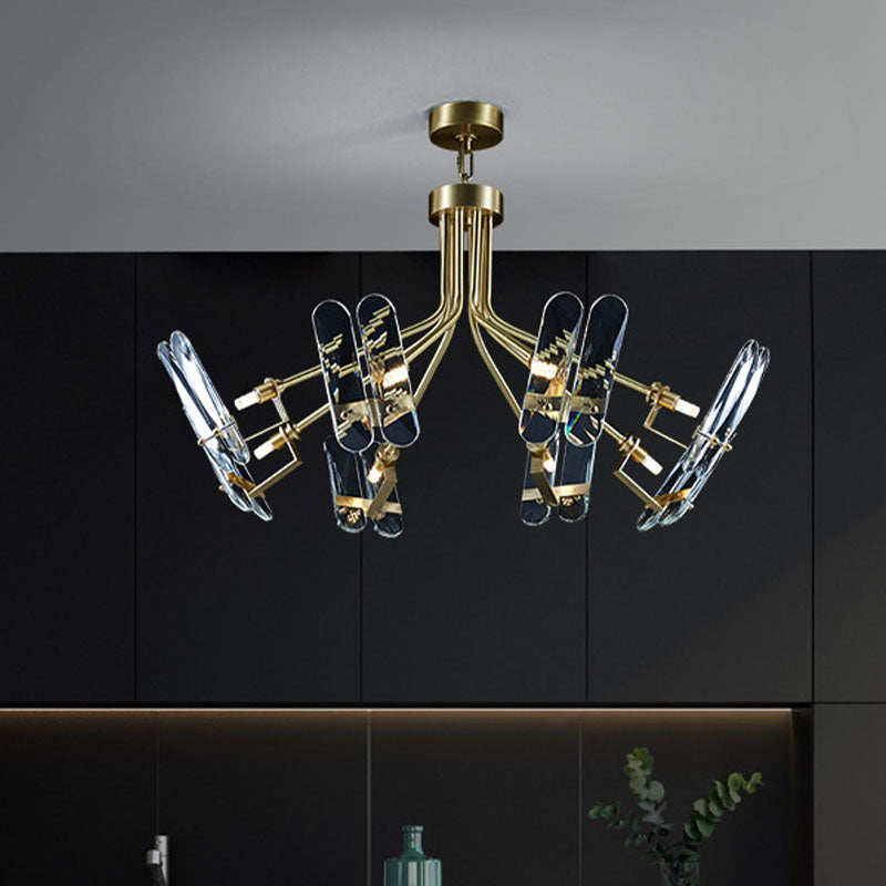 Clear Crystal Sputnik Semi Flush Modern 8 Bulbs Bedroom Ceiling Flush Mount Light in Brass Brass Clearhalo 'Ceiling Lights' 'Close To Ceiling Lights' 'Close to ceiling' 'Semi-flushmount' Lighting' 863504