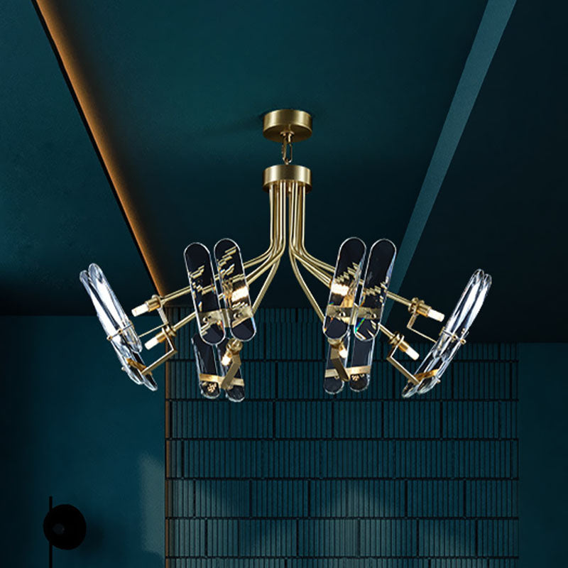 Clear Crystal Sputnik Semi Flush Modern 8 Bulbs Bedroom Ceiling Flush Mount Light in Brass Clearhalo 'Ceiling Lights' 'Close To Ceiling Lights' 'Close to ceiling' 'Semi-flushmount' Lighting' 863505