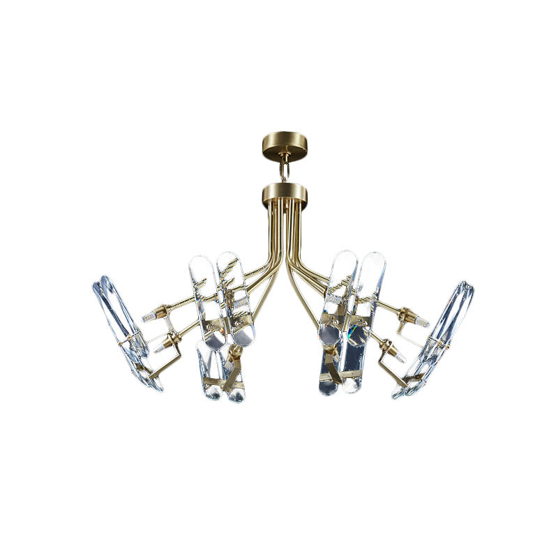 Clear Crystal Sputnik Semi Flush Modern 8 Bulbs Bedroom Ceiling Flush Mount Light in Brass Clearhalo 'Ceiling Lights' 'Close To Ceiling Lights' 'Close to ceiling' 'Semi-flushmount' Lighting' 863506