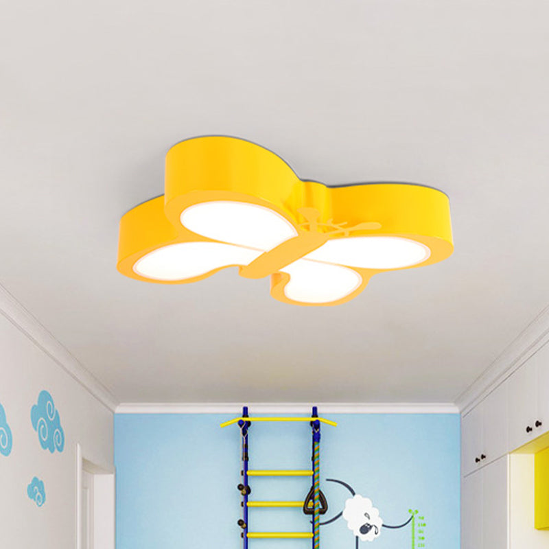 White/Yellow Butterfly Flush Light Macaron Acrylic LED Ceiling Flush Mount for Kindergarten Yellow Clearhalo 'Ceiling Lights' 'Close To Ceiling Lights' 'Close to ceiling' 'Flush mount' Lighting' 863571