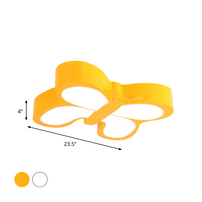 White/Yellow Butterfly Flush Light Macaron Acrylic LED Ceiling Flush Mount for Kindergarten Clearhalo 'Ceiling Lights' 'Close To Ceiling Lights' 'Close to ceiling' 'Flush mount' Lighting' 863574