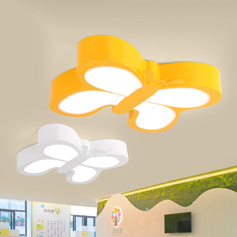 White/Yellow Butterfly Flush Light Macaron Acrylic LED Ceiling Flush Mount for Kindergarten Clearhalo 'Ceiling Lights' 'Close To Ceiling Lights' 'Close to ceiling' 'Flush mount' Lighting' 863576