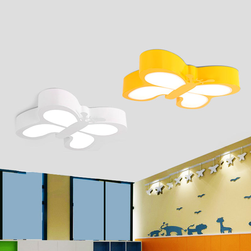 White/Yellow Butterfly Flush Light Macaron Acrylic LED Ceiling Flush Mount for Kindergarten Clearhalo 'Ceiling Lights' 'Close To Ceiling Lights' 'Close to ceiling' 'Flush mount' Lighting' 863577