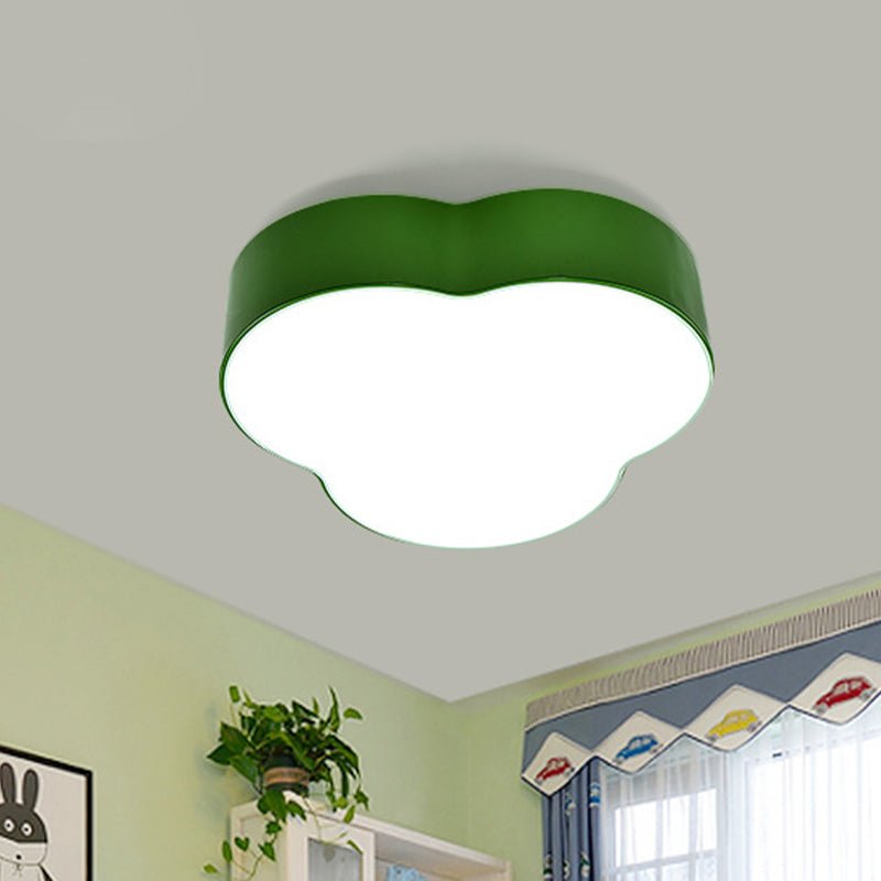 Petals Flush Mount Lamp Cartoon Acrylic White/Green LED Ceiling Light for Nursery School Green Clearhalo 'Ceiling Lights' 'Close To Ceiling Lights' 'Close to ceiling' 'Flush mount' Lighting' 863584