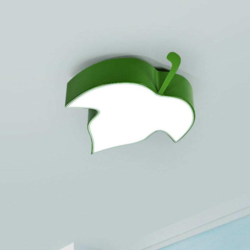 Kids Maple Leaf LED Ceiling Flush Acrylic Creche Flush Mount Recessed Lighting in Yellow/Green Green Clearhalo 'Ceiling Lights' 'Close To Ceiling Lights' 'Close to ceiling' 'Flush mount' Lighting' 863592