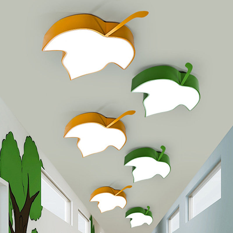 Kids Maple Leaf LED Ceiling Flush Acrylic Creche Flush Mount Recessed Lighting in Yellow/Green Clearhalo 'Ceiling Lights' 'Close To Ceiling Lights' 'Close to ceiling' 'Flush mount' Lighting' 863596