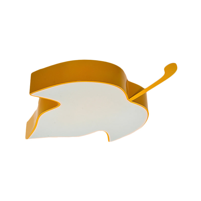 Kids Maple Leaf LED Ceiling Flush Acrylic Creche Flush Mount Recessed Lighting in Yellow/Green Yellow Clearhalo 'Ceiling Lights' 'Close To Ceiling Lights' 'Close to ceiling' 'Flush mount' Lighting' 863598