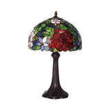 Hand-Cut Stained Glass Rose Table Light Victorian 1 Head Bronze Night Stand Lamp Clearhalo 'Lamps' 'Table Lamps' Lighting' 863780